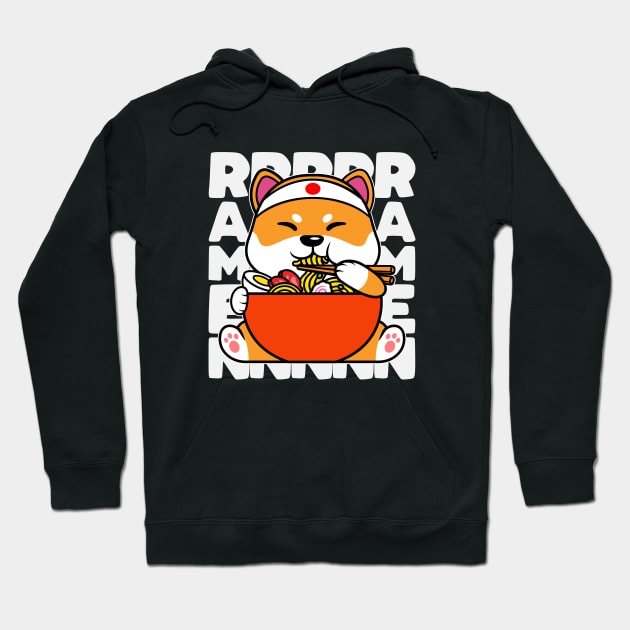 Shiba Inu Dog Eating Ramen Hoodie by nmcreations